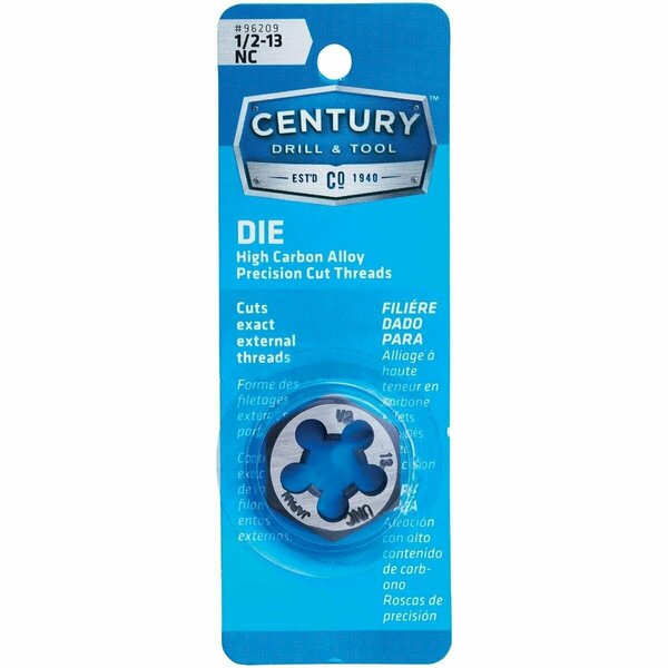 Century Drill Tool Century Drill & Tool 1/2-13 National Coarse 1 In. Across Flats Fractional Hexagon Die 96209